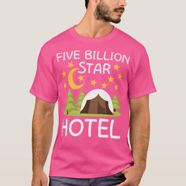Camiseta Cinco bilhões de estrelas Hotel acampando trevo di (Frente)