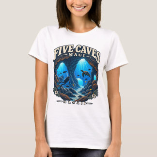 Camiseta Cinco Cavernas Maui Havaí Mergulho Cavernas de Lav