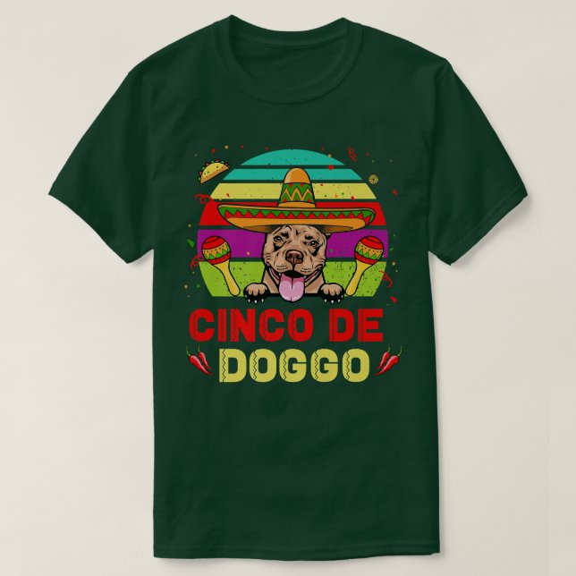 Camiseta Cinco de Doggo Hilarious Pit Bull Dog for Cinco de (Frente do Design)