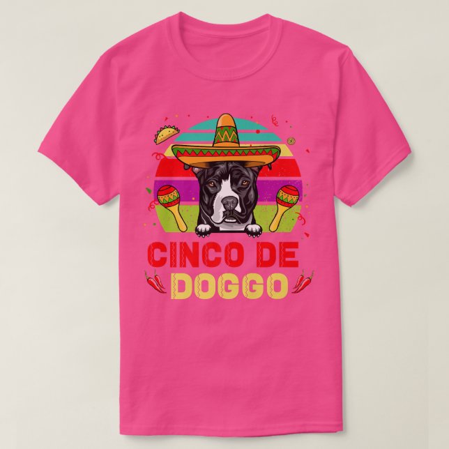 Camiseta Cinco de Doggo Hilarious Pit Bull Dog para Cinco (Frente do Design)