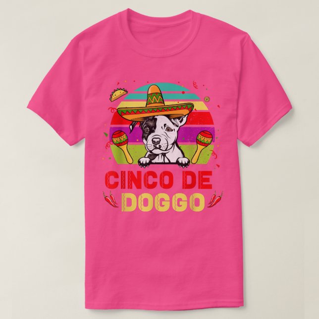 Camiseta Cinco de Doggo Hilarious Pit Bull Dog para Cinco (Frente do Design)