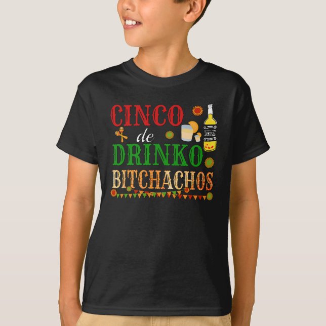 Camiseta Cinco De Drinko Achos Mens Bebendo (Frente)