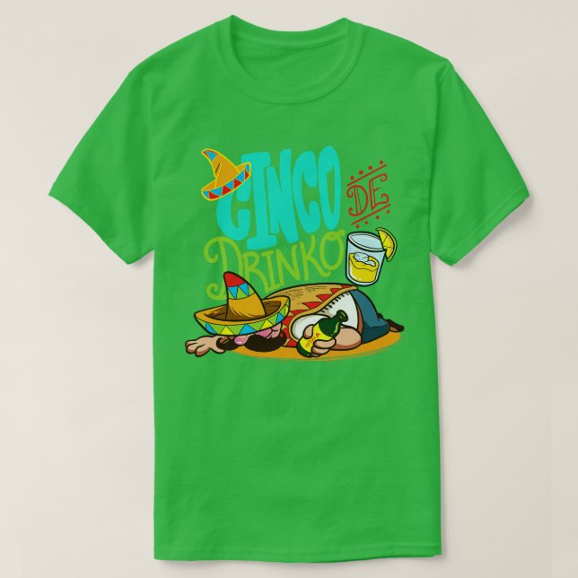 Camiseta Cinco de Drinko Cinco de Mayo Partido Mexicano 5 d (Frente do Design)