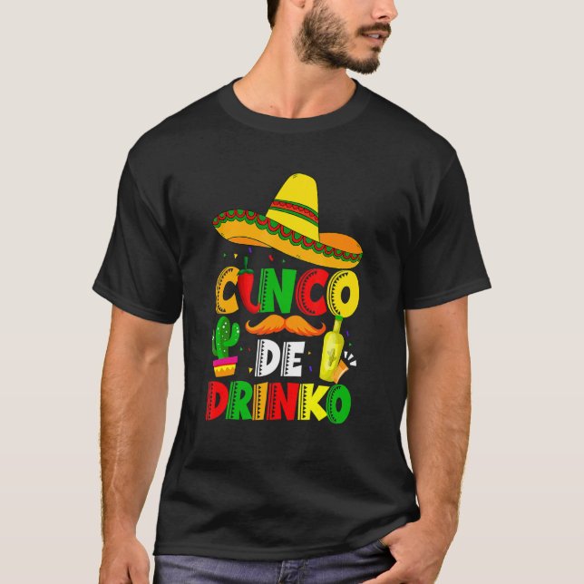 Camiseta Cinco De Drinko Margarita Sombrero Cinco Mexicanos (Frente)
