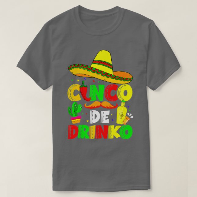 Camiseta Cinco De Drinko Margarita Sombrero Mexican Cinco D (Frente do Design)
