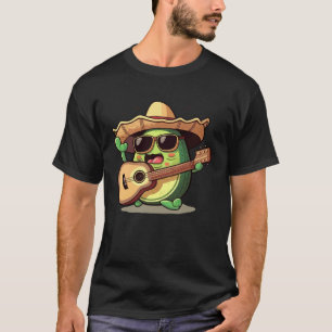 Camiseta Cinco De Mayo Abacate Mexicano Tocando Violão Somb