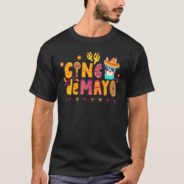 Camiseta Cinco De Mayo Alpaca Llama Homens Mexicanos Encant (Frente)