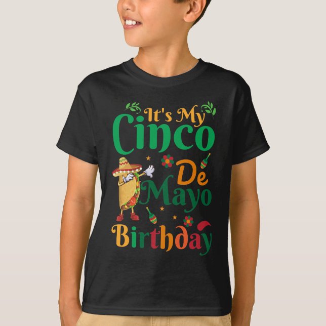 Camiseta Cinco de Mayo Aniversário, Dabbing Tacos, Aniversá (Frente)