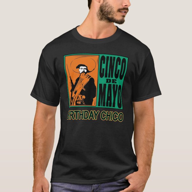 Camiseta Cinco de Mayo Birthday Chico com Bandito (Frente)