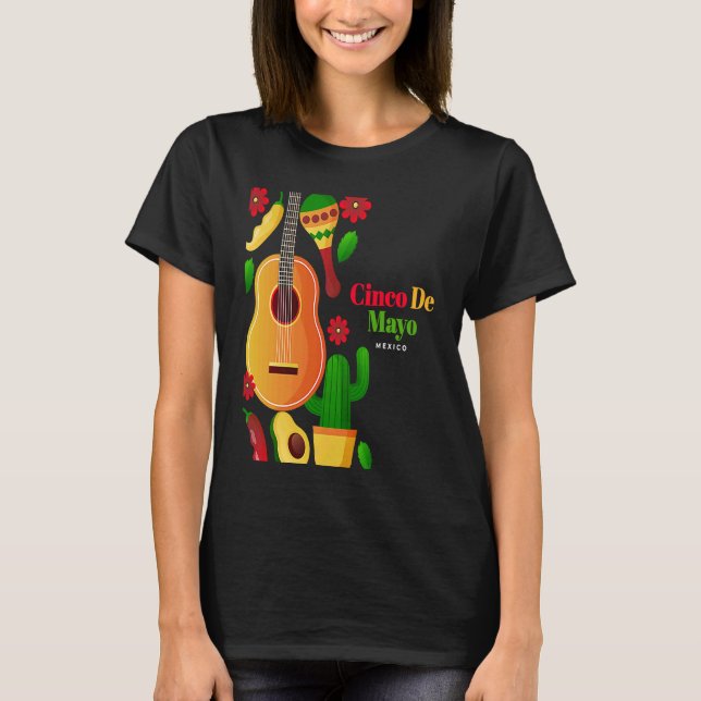 Camiseta Cinco De Mayo Burritos  Mexico Tacos and Avocado   (Frente)