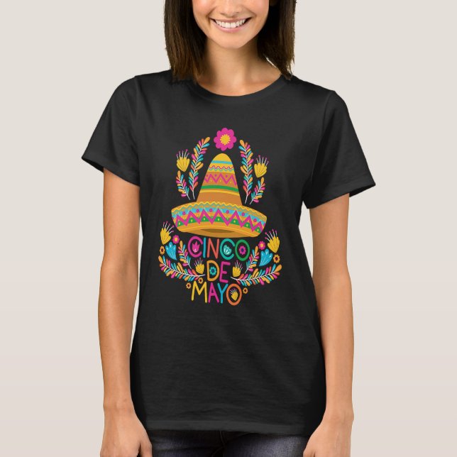 Camiseta Cinco De Mayo Burritos  Mexico Tacos and Avocado   (Frente)