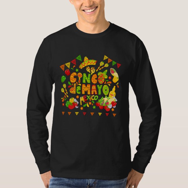 Camiseta Cinco De Mayo Burritos  Mexico Tacos and Avocado   (Frente)