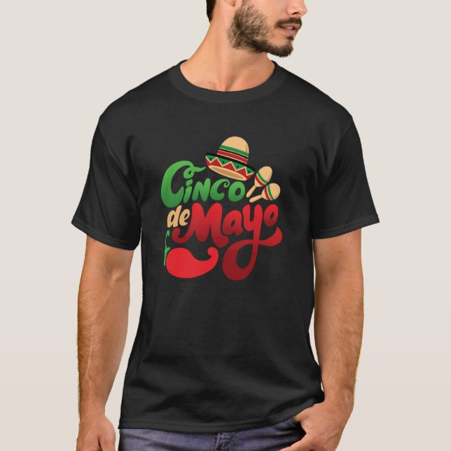 Camiseta Cinco De Mayo Burritos Mexico Tacos and Avocado  1 (Frente)