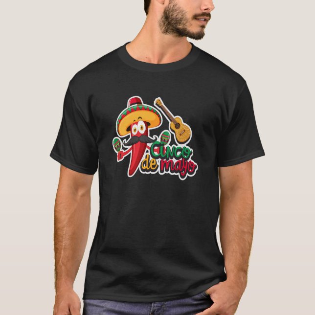 Camiseta Cinco De Mayo Burritos Mexico Tacos and Avocado  5 (Frente)
