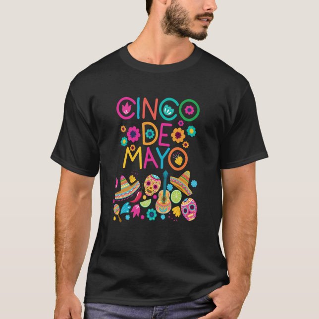 Camiseta Cinco De Mayo Burritos Mexico Tacos and Avocado  9 (Frente)