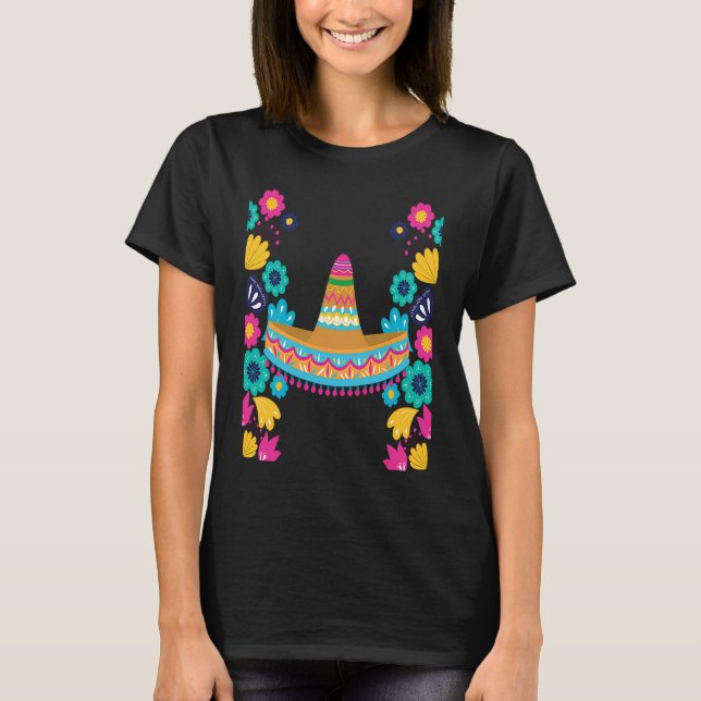 Camiseta Cinco de Mayo Burritos México Tacos e Avocado (Frente)