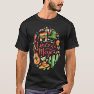 Camiseta Cinco de Mayo Burritos México Tacos e Avocado