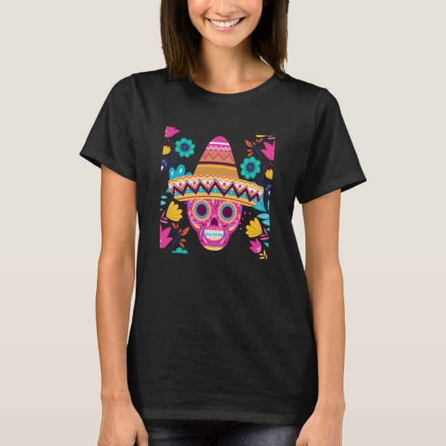 Camiseta Cinco de Mayo Burritos México Tacos e Avocado 8 (Frente)