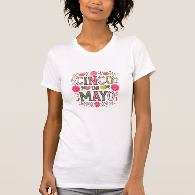 Camiseta-Cinco de Mayo Camiseta Floral (Frente)