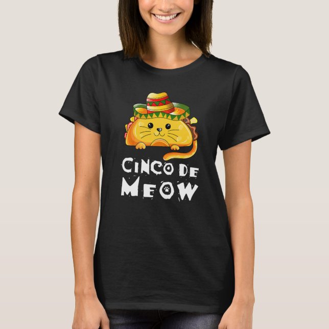 Camiseta Cinco de Mayo Cat Tacos Partido Mexicano (Frente)