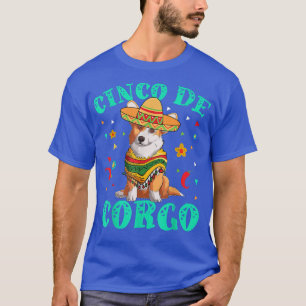 Camiseta Cinco De Mayo Corgi Cão Com Um Chapéu Poncho E Mei