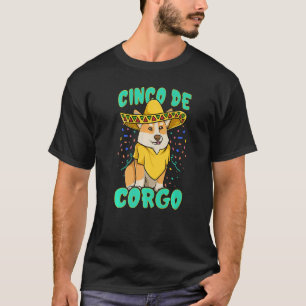Camiseta Cinco de Mayo Corgi Engraçado com Poncho & Mexi