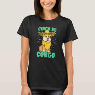 Camiseta Cinco de Mayo Corgi Engraçado com Poncho & Mexi