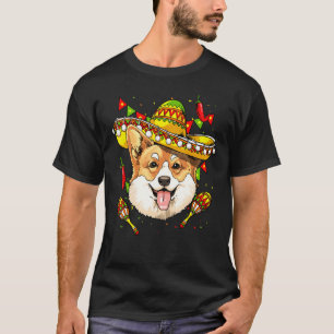 Camiseta Cinco De Mayo Corgi Homens Mulheres Crianças Sombr