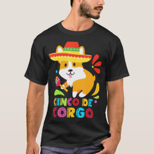 Camiseta Cinco De Mayo Corgi Mexicano Cachorro Fofo Corgo