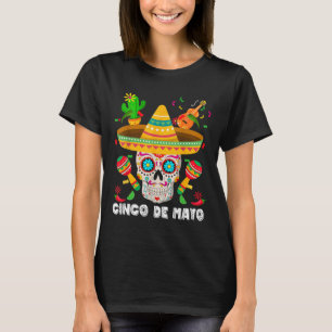 Camiseta Cinco De Mayo Crânio de Açúcar 5 De Mayo Festa Mex