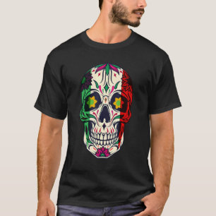 Camiseta Cinco De Mayo - Crânio De Açúcar Mexicano Bandeira