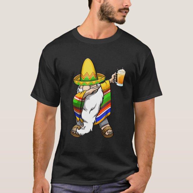 Camiseta Cinco De Mayo Dabbing Gnome Beer Women Cel Mexican (Frente)