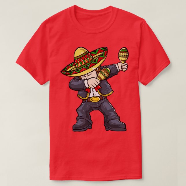Camiseta Cinco de Mayo Dabbing Mariachi (Frente do Design)
