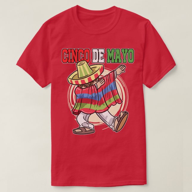 Camiseta Cinco De Mayo Dabbing Mexican Poncho  (Frente do Design)