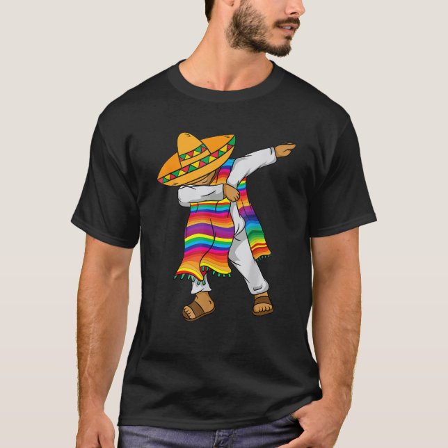Camiseta Cinco De Mayo Dabbing Poncho Kids Toddler Mexicano (Frente)