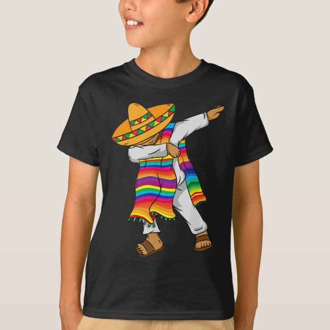 Camiseta Cinco De Mayo Dabbing Poncho Kids Toddler Mexicano (Frente)