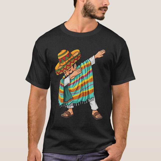 Camiseta Cinco de Mayo Dabbing Poncho Sombrero, divertido m (Frente)