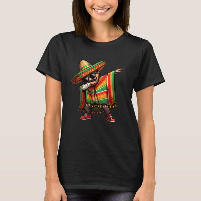 Camiseta Cinco de Mayo Dabbing Poncho Sombrero Hat mexicano (Frente)