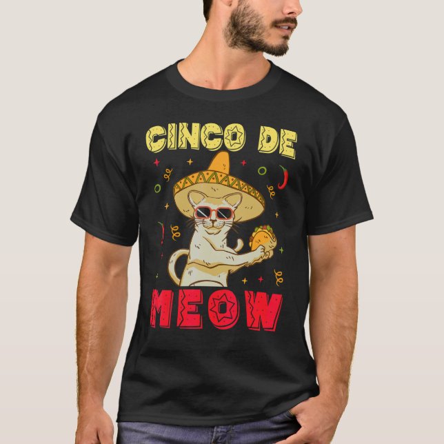 Camiseta Cinco de Mayo - Dança de Gatos Mexicanos (Frente)