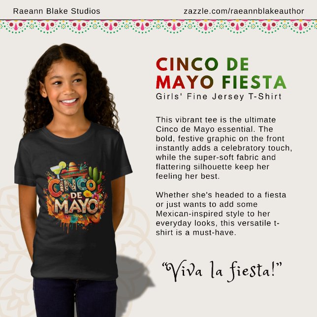 Camiseta Cinco de Mayo Fiesta Girls' Fine Jersey T-Shirt (Criador carregado)