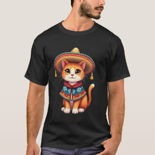 Camiseta Cinco De Mayo Gatinho Mexicano Fofo Sombrero Ponch