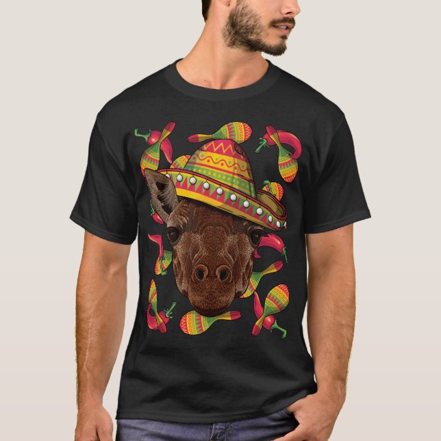 Camiseta Cinco de Mayo Giraffe Sombrero Mexicano Giraffe Fi (Frente)