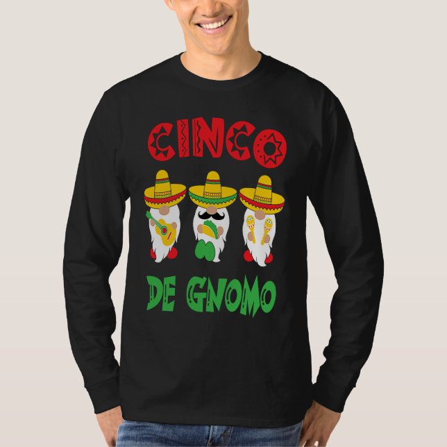 Camiseta Cinco De Mayo Gnomo 3 Fiesta Gnomes Eat Tacos Tres (Frente)