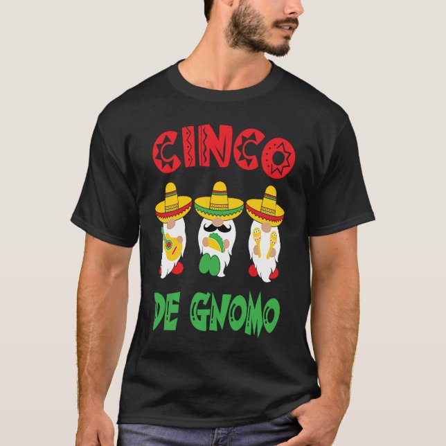 Camiseta Cinco De Mayo Gnomo 3 Fiesta Gnomes Eat Tacos Tres (Frente)