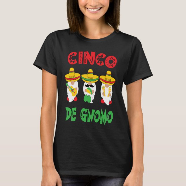Camiseta Cinco De Mayo Gnomo 3 Fiesta Gnomes Eat Tacos Tres (Frente)