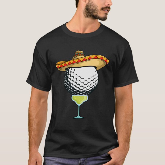 Camiseta Cinco de Mayo Golf Ball com Sombrero e Margarit (Frente)