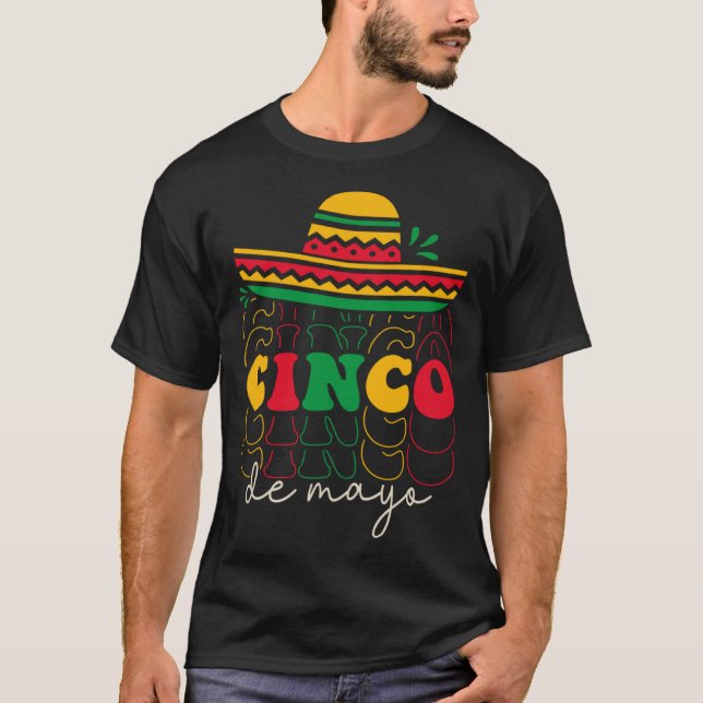 Camiseta Cinco De Mayo Groovy Mexican Fiesta 5 De Mayo Somb (Frente)