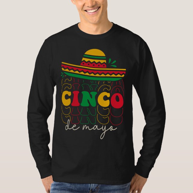 Camiseta Cinco De Mayo Groovy Mexican Fiesta 5 De Mayo Somb (Frente)