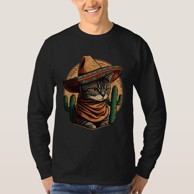 Camiseta Cinco de Mayo Kitten With Sombrero Mexican Fiesta  (Frente)