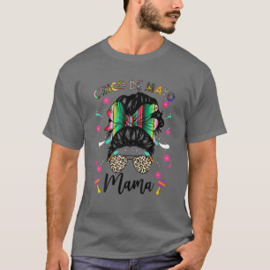 Camiseta Cinco de Mayo Mama Mensagem Bun Mexicano Mulheres 